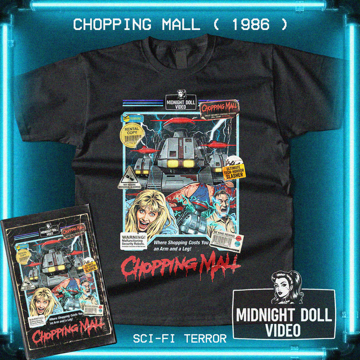 Chopping Mall (1986) - "Killbots" VHS Tribute T-Shirt