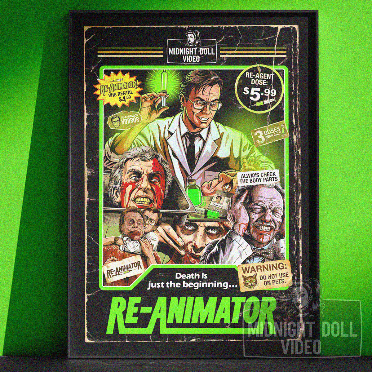 Re-Animator (1985) - "Herbert West's Reagent" VHS Tribute Art Print