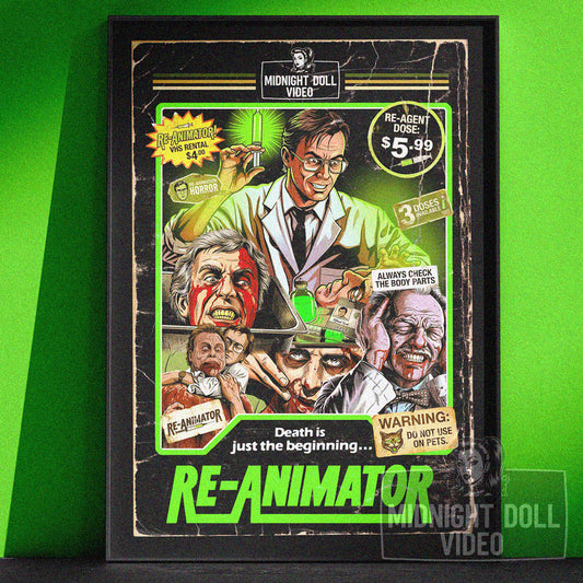 Re-Animator (1985) - "Herbert West's Reagent" VHS Tribute Art Print
