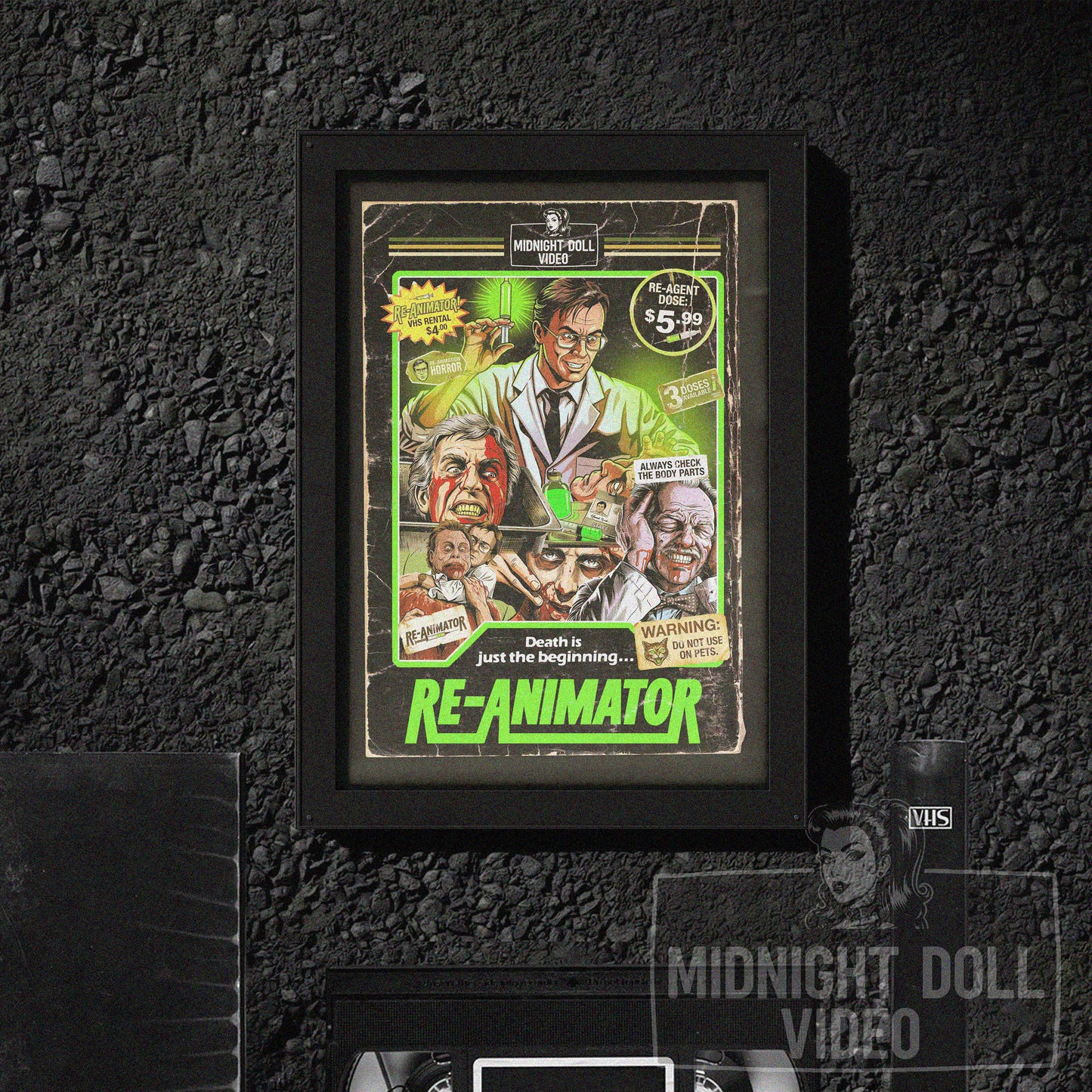 Re-Animator (1985) - "Herbert West's Reagent" VHS Tribute Art Print