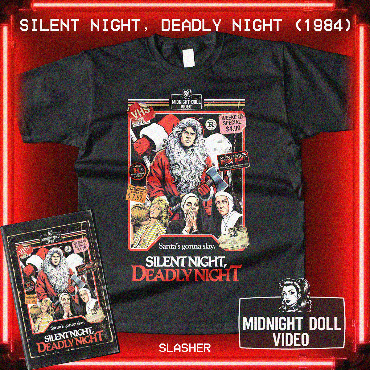 SILENT NIGHT, DEADLY NIGHT (1984) - "SANTA'S AXE" VHS TRIBUTE T-SHIRT