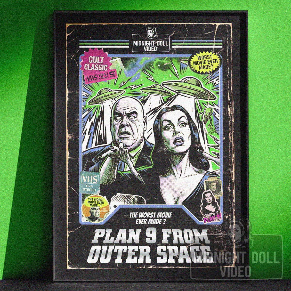PLAN 9 FROM OUTER SPACE (1959) - "VAMPIRA" VHS TRIBUTE ART PRINT