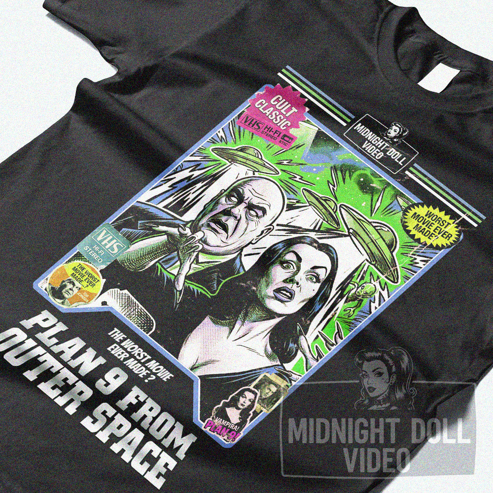 PLAN 9 FROM OUTER SPACE (1959) - VHS TRIBUTE T-SHIRT