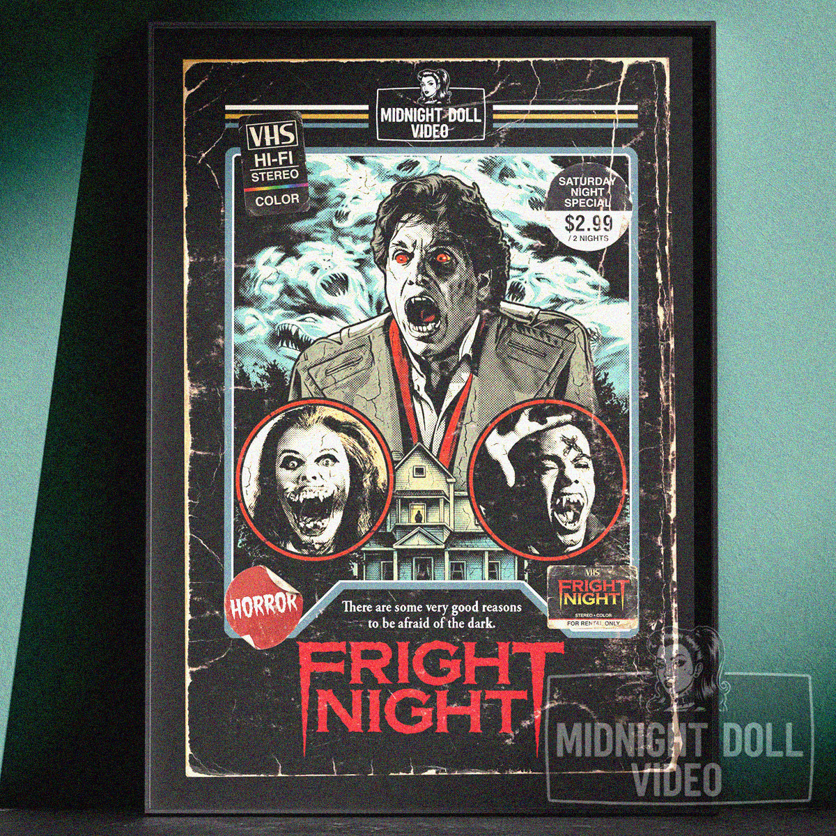 Fright Night (1985) - "Jerry Dandrige" VHS Tribute Art Print