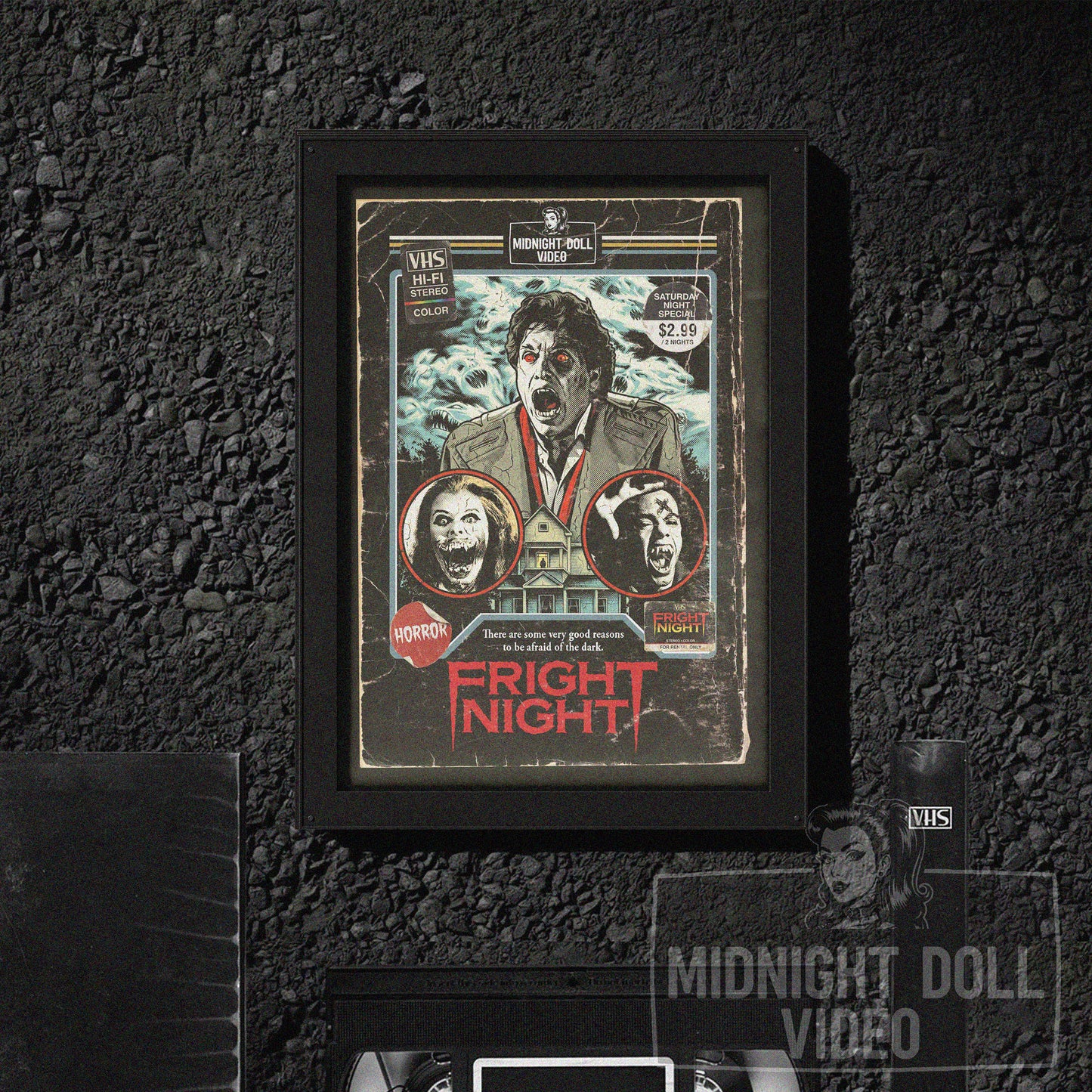 Fright Night (1985) - "Jerry Dandrige" VHS Tribute Art Print