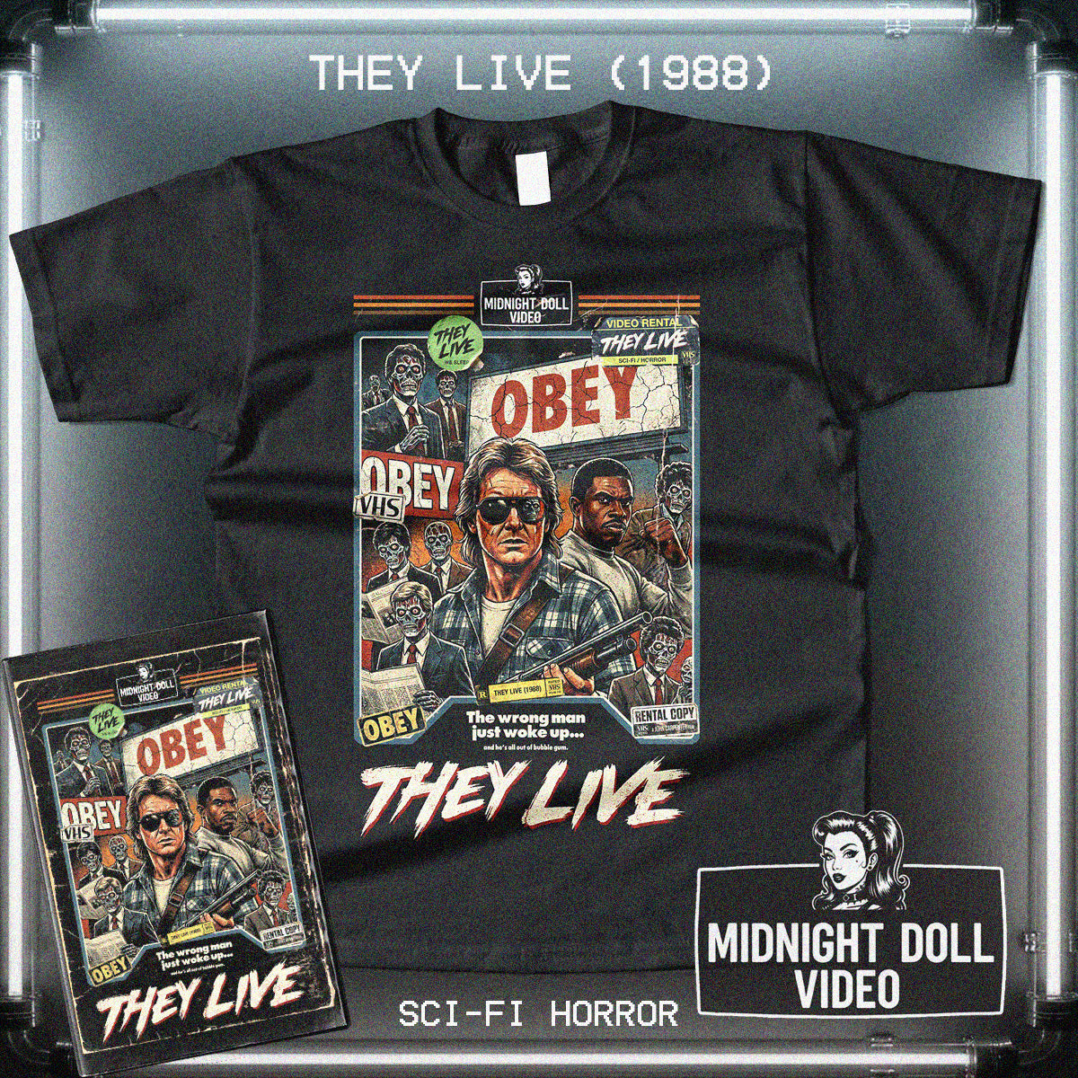 They Live (1988) - "Obey" VHS Tribute T-Shirt