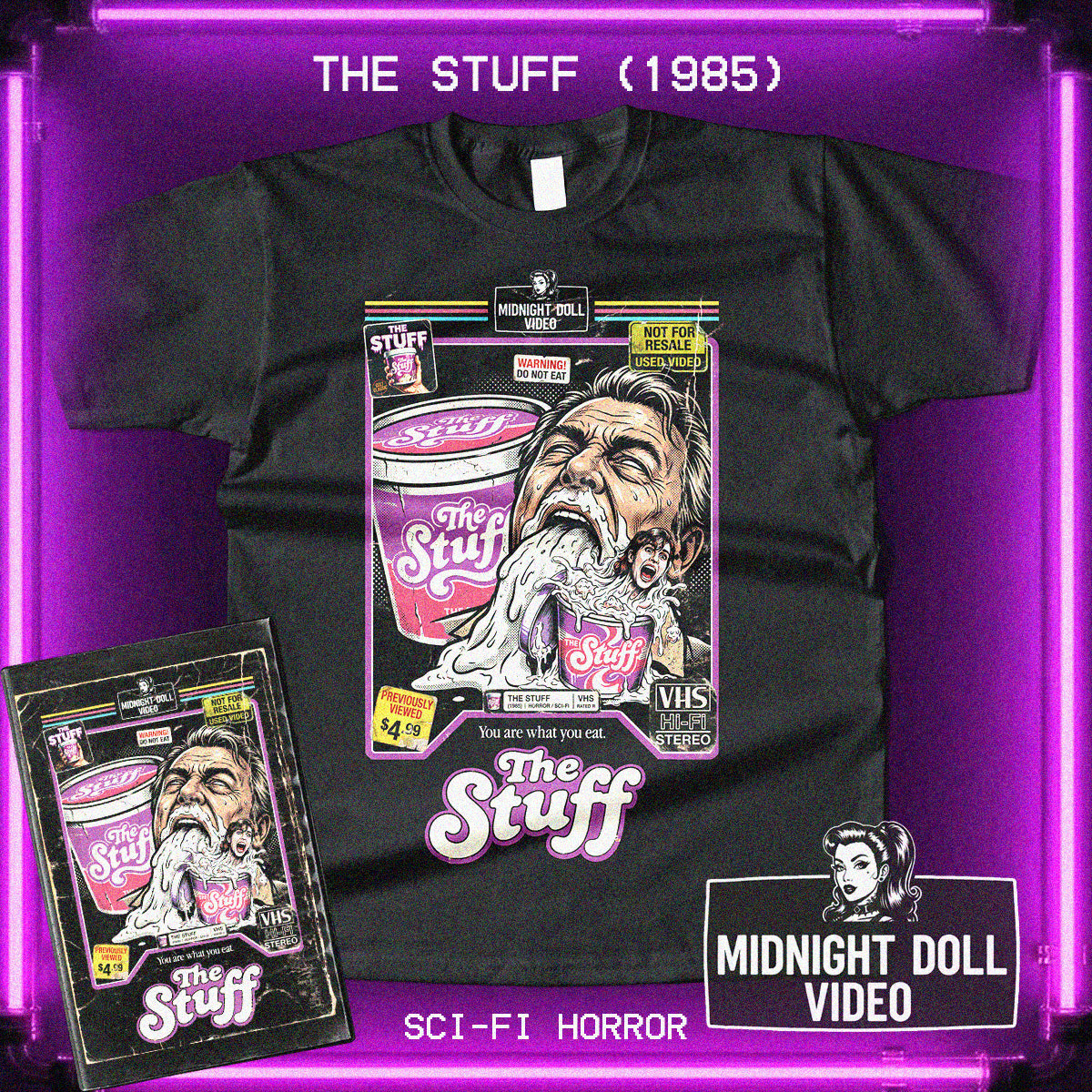 The Stuff (1985) "Eat It" - VHS Tribute T-Shirt