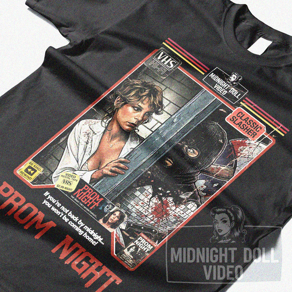 Prom Night (1980) - Jamie Lee Curtis VHS Tribute T-Shirt