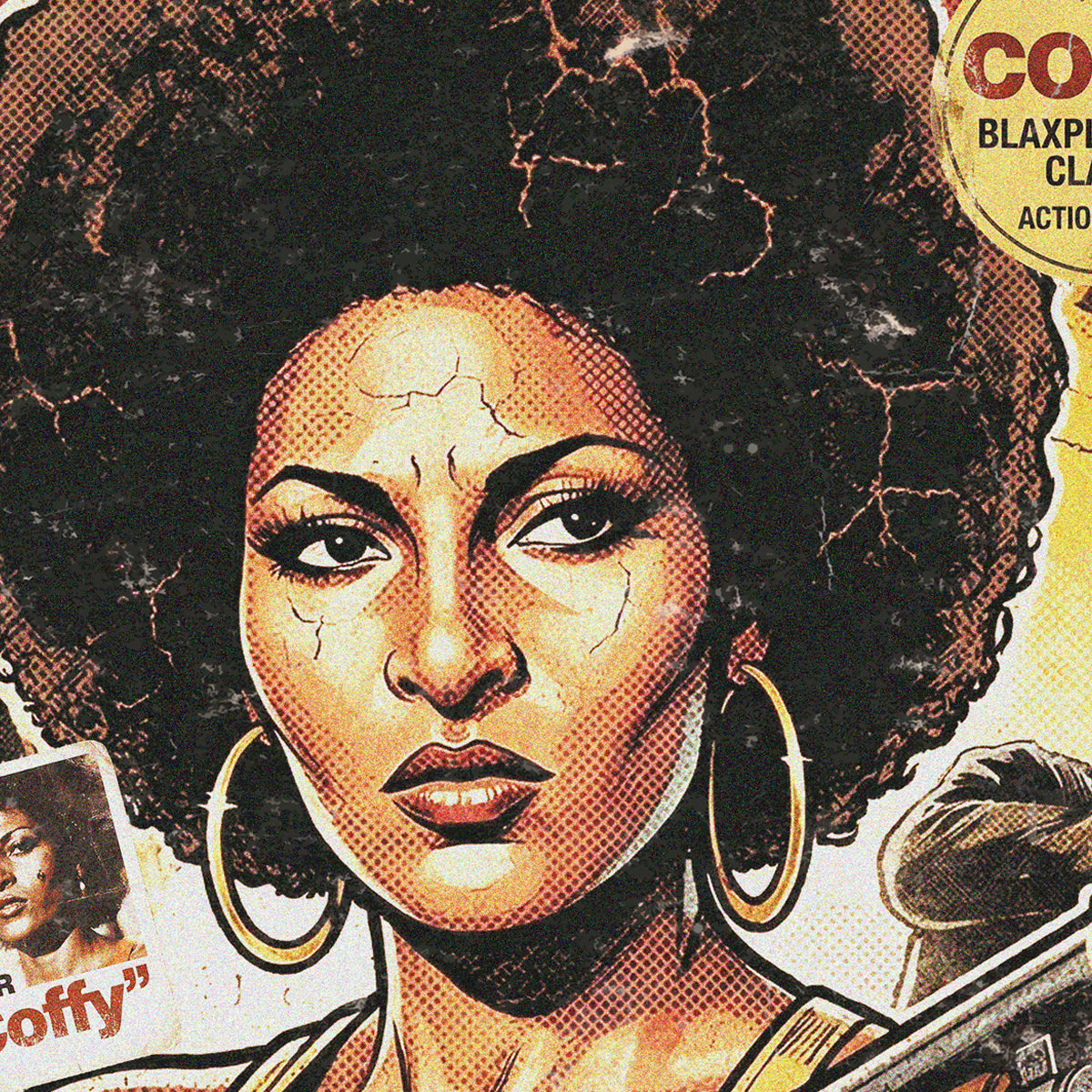 COFFY (1973) - "THE BADDEST ONE-CHICK HIT-SQUAD" VHS TRIBUTE ART PRINT