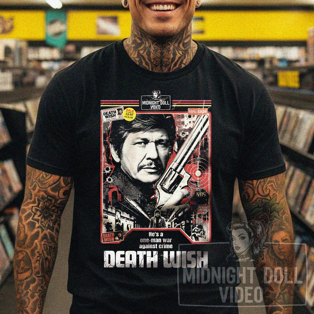 Death Wish (1974) - "One-Man War" VHS Tribute T-Shirt