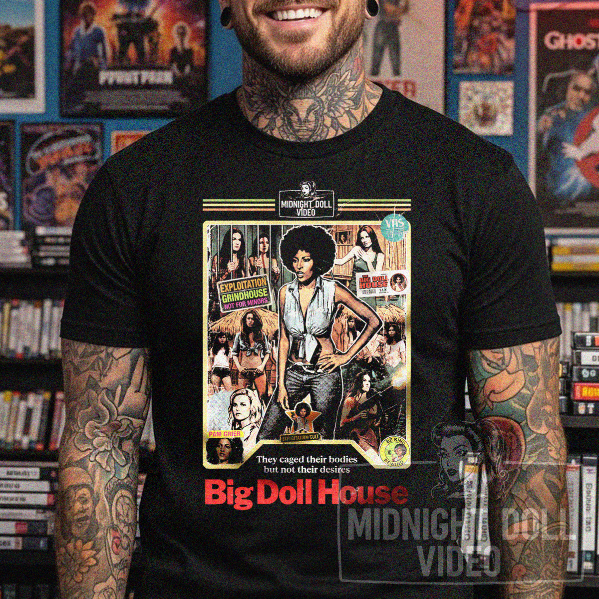 The Big Doll House (1971) - "Caged Desires" VHS Tribute T-Shirt