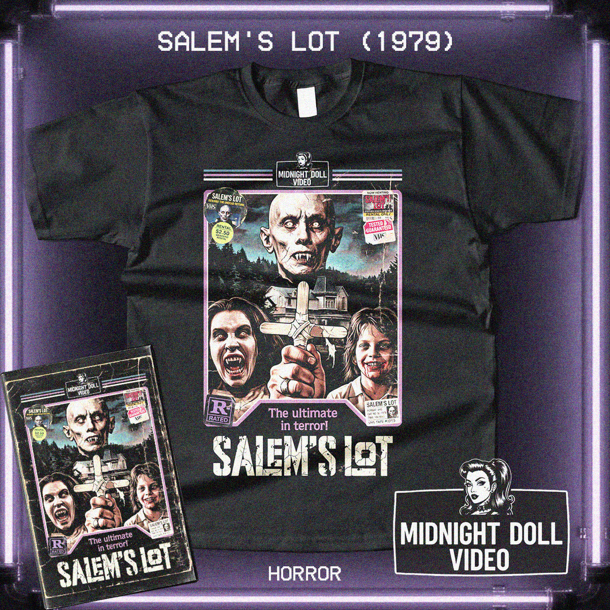 Salem's Lot (1979) - "The Ultimate in Terror" VHS Tribute T-Shirt