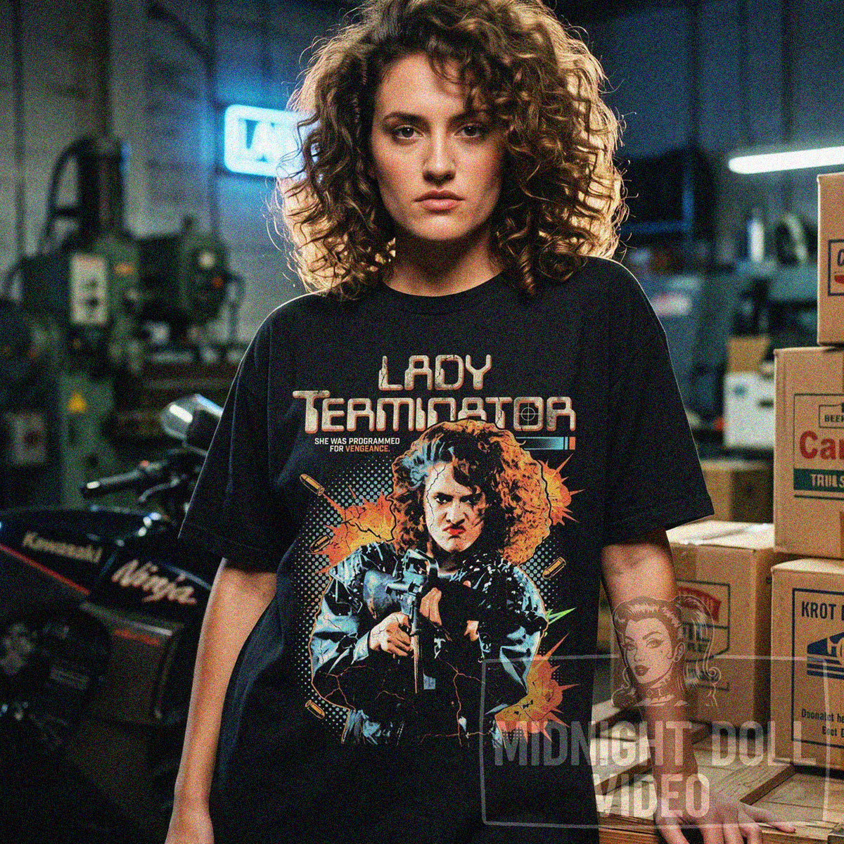 LADY TERMINATOR (1989) - "PROGRAMMED FOR VENGEANCE" VINTAGE EXPLOITATION T-SHIRT