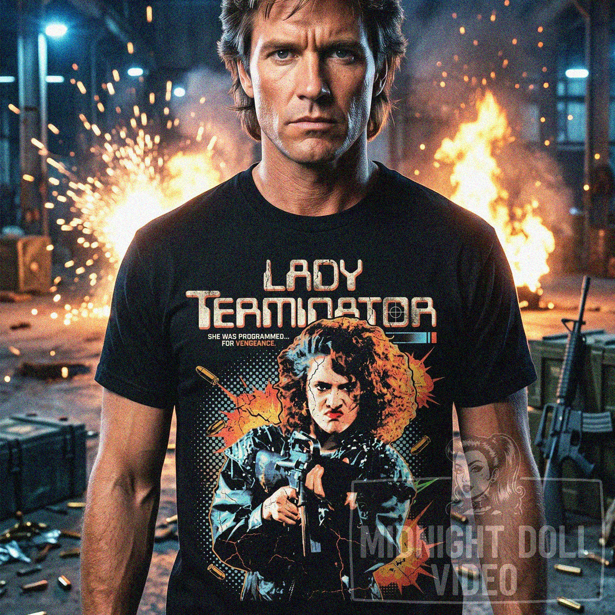 LADY TERMINATOR (1989) - "PROGRAMMED FOR VENGEANCE" VINTAGE EXPLOITATION T-SHIRT