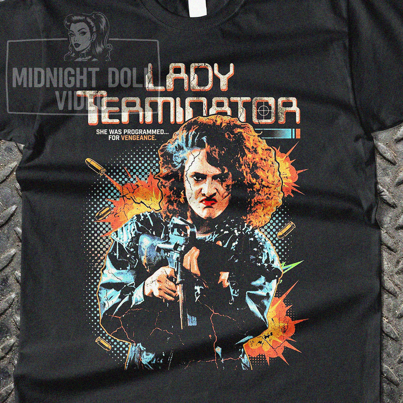 LADY TERMINATOR (1989) - "PROGRAMMED FOR VENGEANCE" VINTAGE EXPLOITATION T-SHIRT