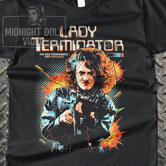 LADY TERMINATOR (1989) - "PROGRAMMED FOR VENGEANCE" VINTAGE EXPLOITATION T-SHIRT