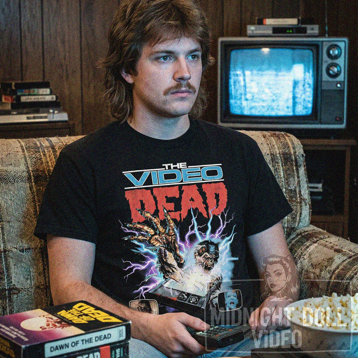 THE VIDEO DEAD (1987) - "BEYOND THE SCREEN" VINTAGE HORROR SHIRT