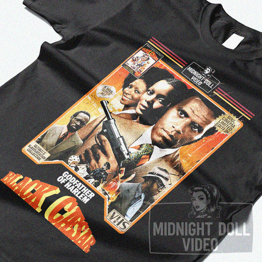Black Caesar (1973) - "The Godfather of Harlem" VHS Tribute T-Shirt