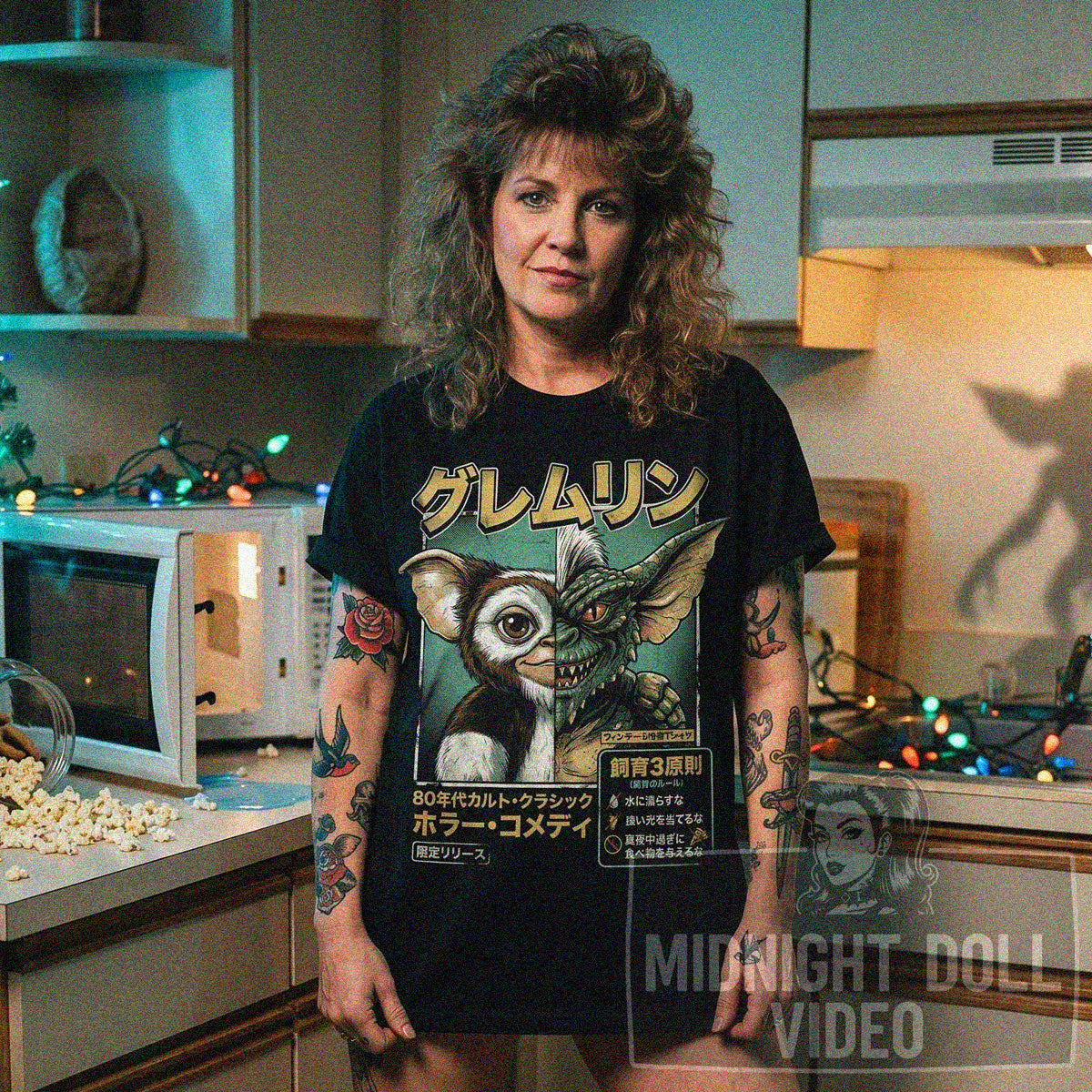Gremlins (1984) - Gizmo vs Stripe Japanese Retro T-Shirt
