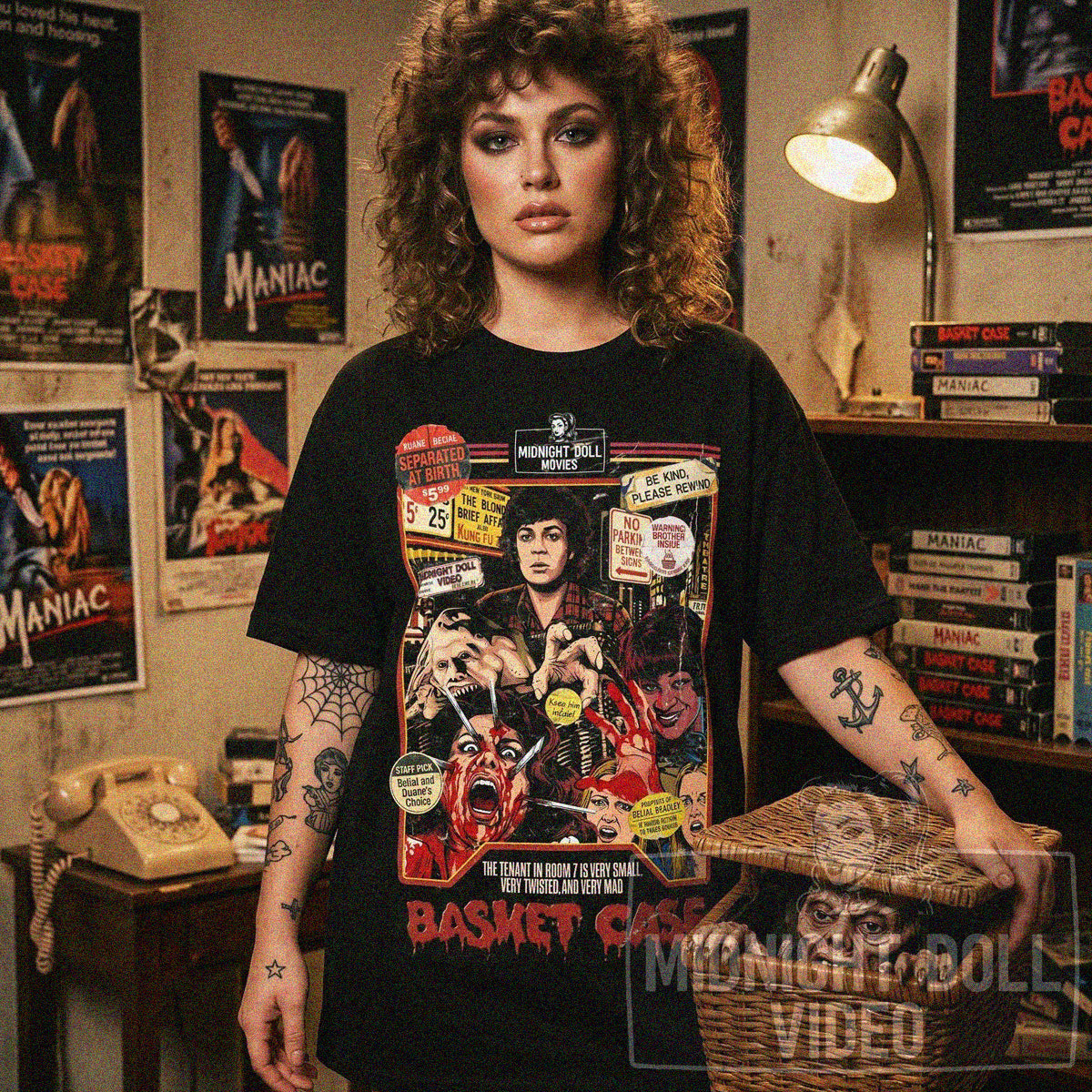 Basket Case (1982) - "Belial's Revenge" VHS Tribute T-Shirt