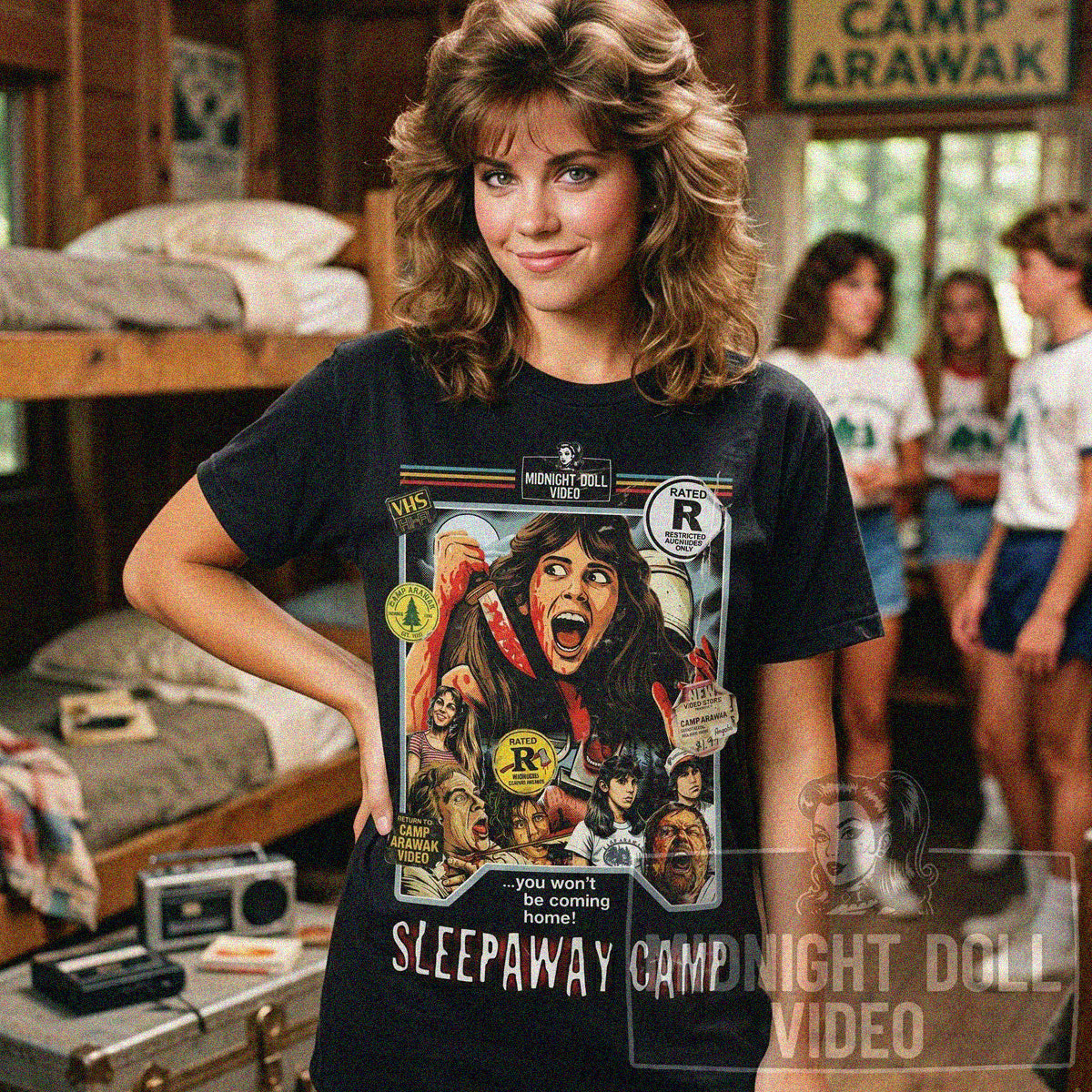 SLEEPAWAY CAMP (1983) - "CAMP ARAWAK" VHS TRIBUTE T-SHIRT