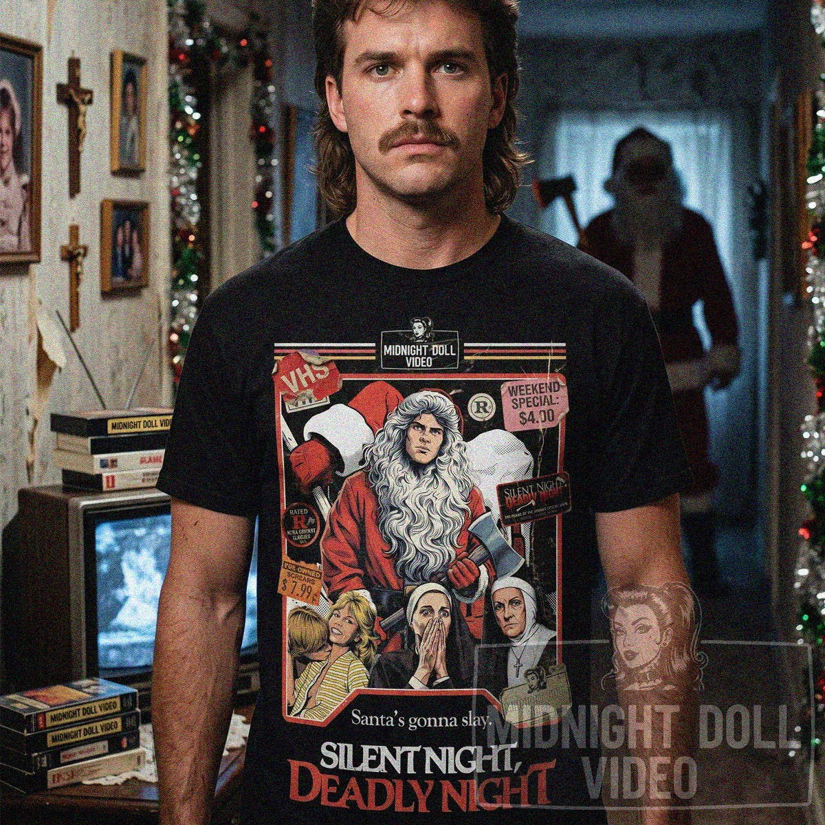 SILENT NIGHT, DEADLY NIGHT (1984) - "SANTA'S AXE" VHS TRIBUTE T-SHIRT