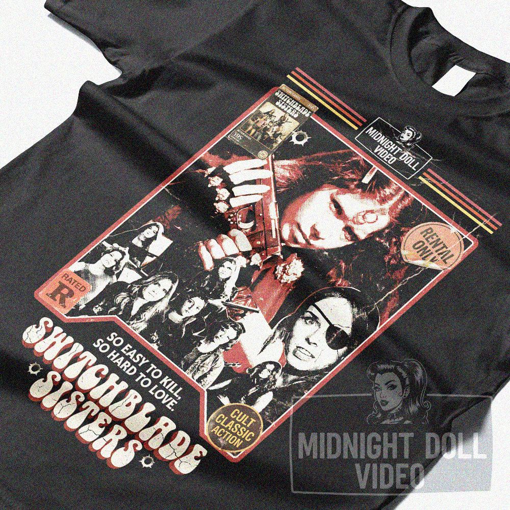 SWITCHBLADE SISTERS (1975) - "SO EASY TO KILL" VHS TRIBUTE T-SHIRT