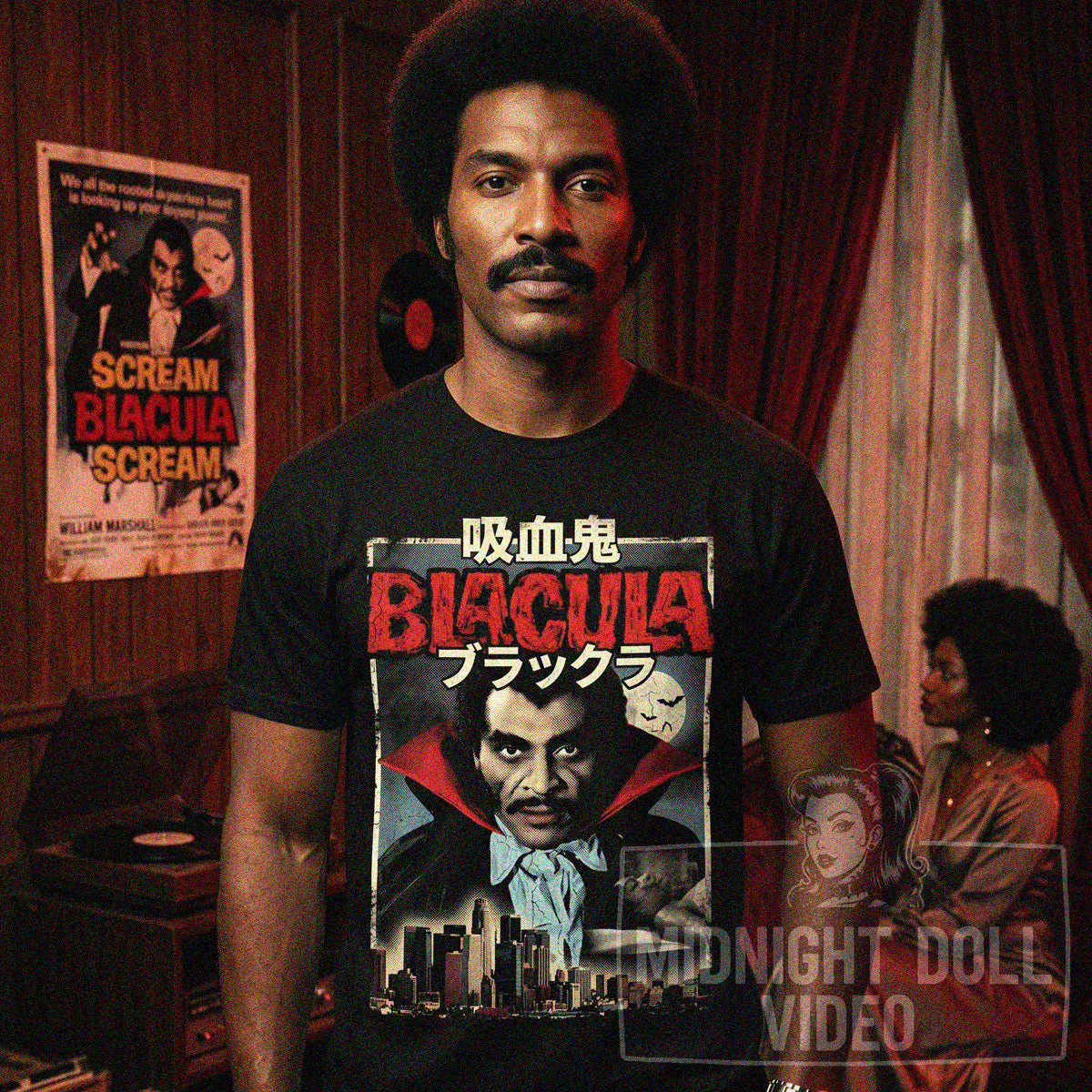 BLACULA (1972) ''BLOODSUCKER!'' JAPANESE T-SHIRT