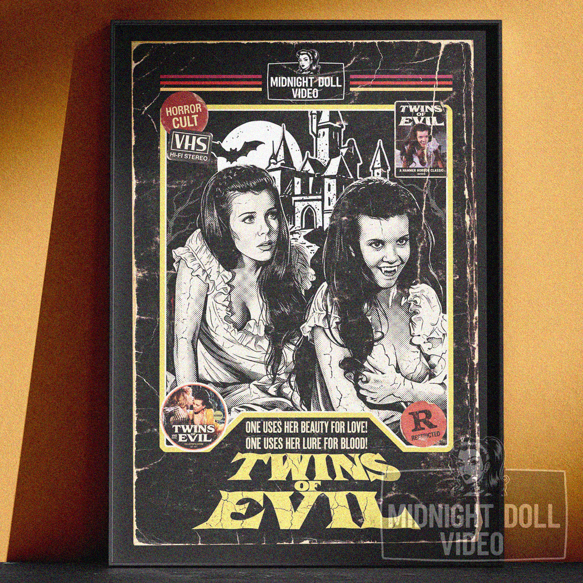 TWINS OF EVIL (1971) - "BEAUTY & BLOOD" VHS TRIBUTE ART PRINT