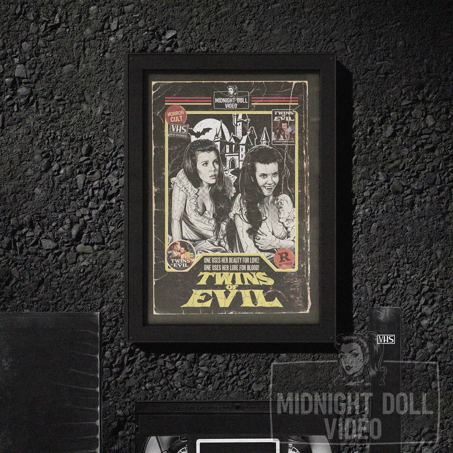 TWINS OF EVIL (1971) - "BEAUTY & BLOOD" VHS TRIBUTE ART PRINT