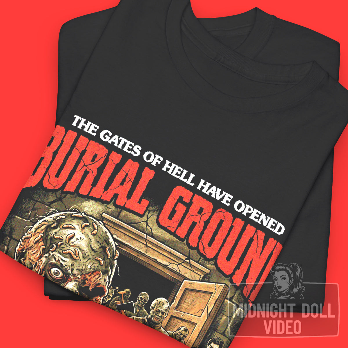 BURIAL GROUND (1981) - "THE GATES OF HELL HAVE OPENED" VINTAGE T-SHIRT