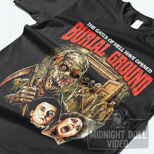 BURIAL GROUND (1981) - "THE GATES OF HELL HAVE OPENED" VINTAGE T-SHIRT