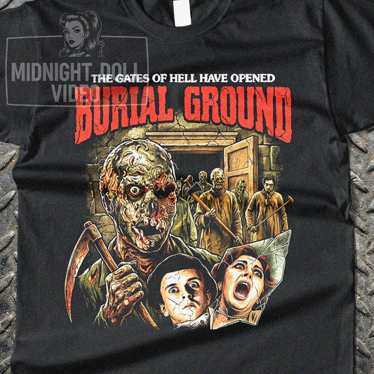 BURIAL GROUND (1981) - "THE GATES OF HELL HAVE OPENED" VINTAGE T-SHIRT