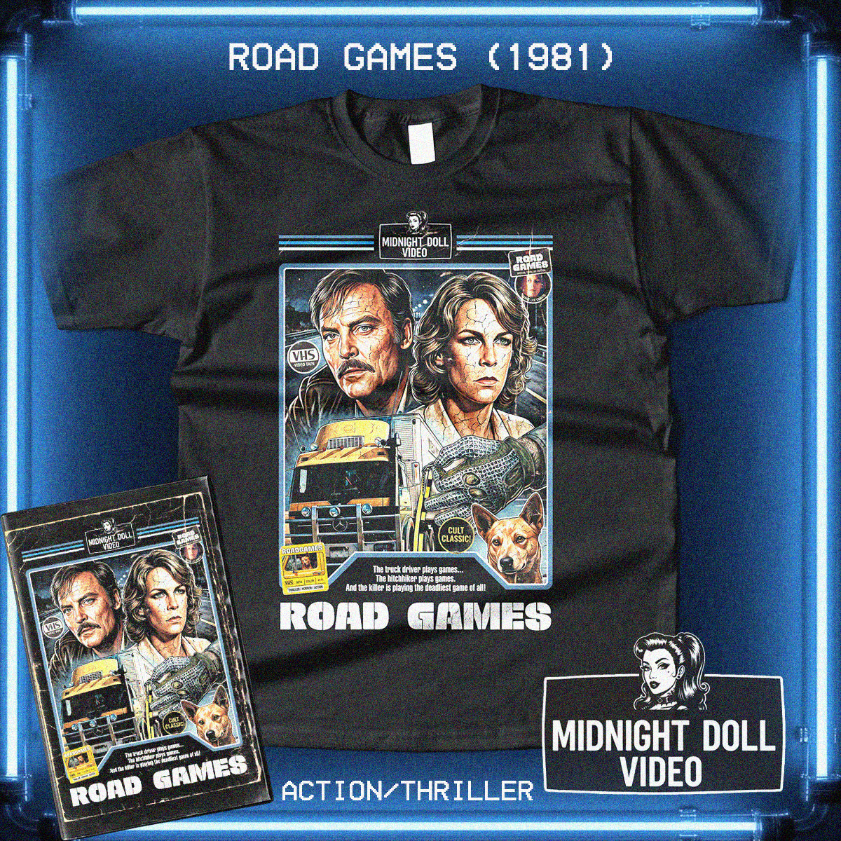 ROAD GAMES (1981) - "THE DEADLIEST GAME" - VHS TRIBUTE T-SHIRT