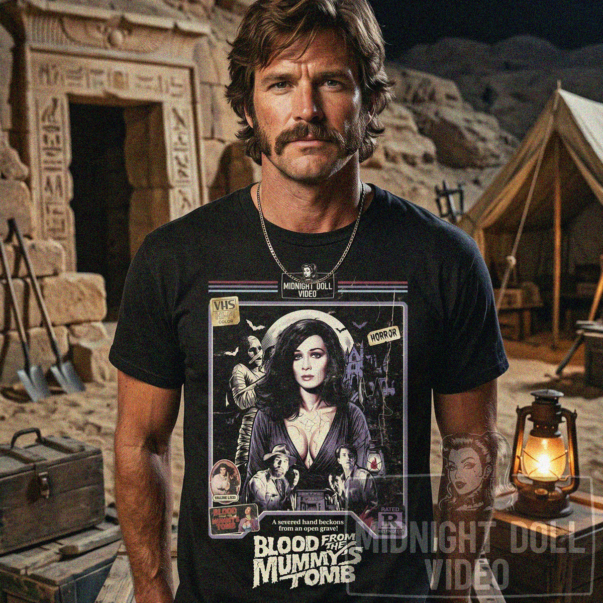 Blood From the Mummy's Tomb (1971) - "Valerie Leon" VHS Tribute T-Shirt