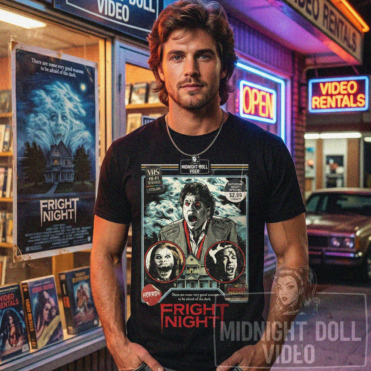Fright Night (1985) - "Jerry Dandrige" VHS Tribute T-Shirt