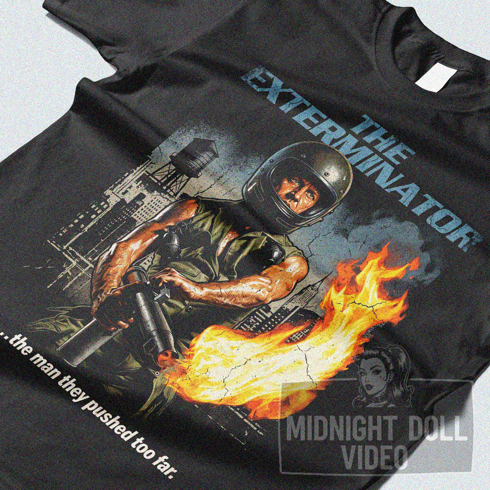 THE EXTERMINATOR (1980) - "THE MAN THEY PUSHED TOO FAR" VINTAGE T-SHIRT