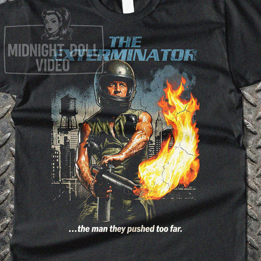 THE EXTERMINATOR (1980) - "THE MAN THEY PUSHED TOO FAR" VINTAGE T-SHIRT