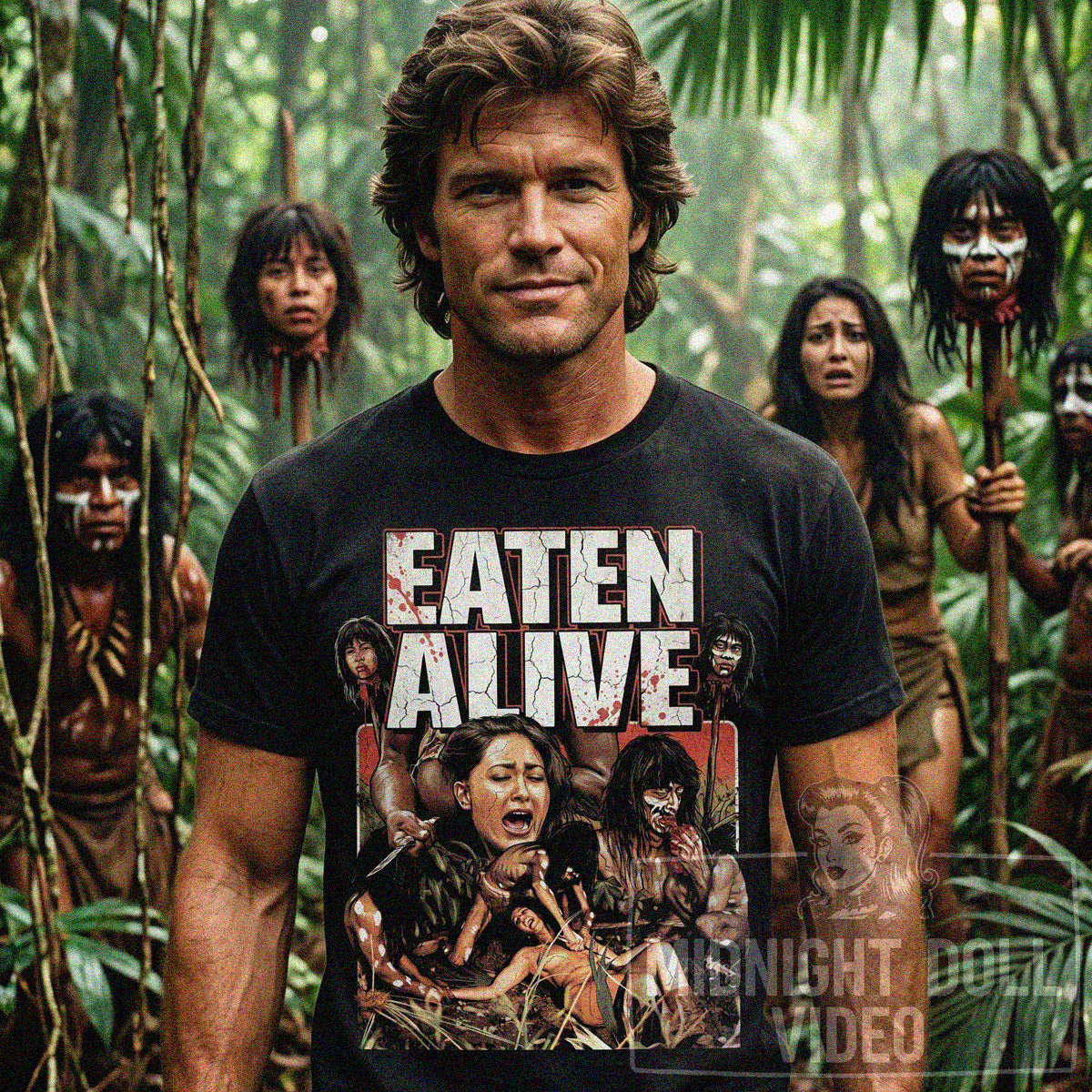 EATEN ALIVE (1980) - "THE ULTIMATE JUNGLE SHOCKER" VINTAGE T-SHIRT