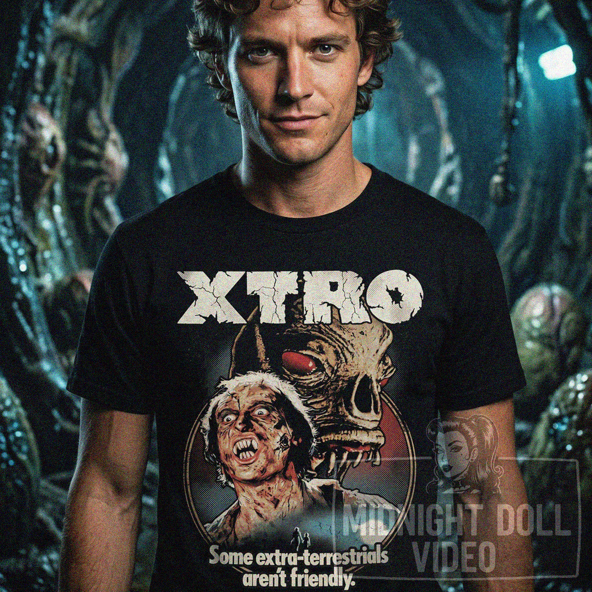 XTRO (1982) - "SOME EXTRA-TERRESTRIALS AREN'T FRIENDLY" VINTAGE T-SHIRT