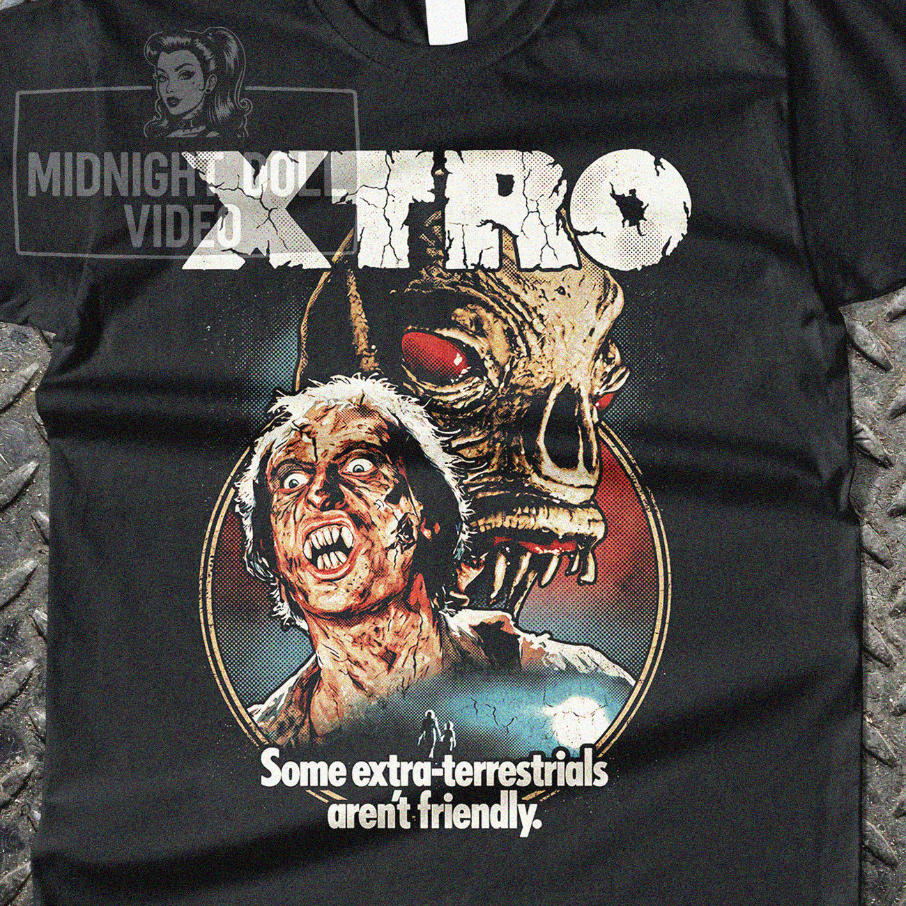 XTRO (1982) - "SOME EXTRA-TERRESTRIALS AREN'T FRIENDLY" VINTAGE T-SHIRT