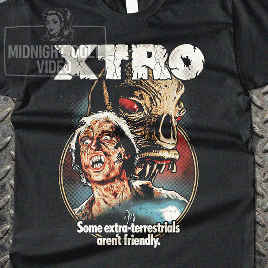 XTRO (1982) - "SOME EXTRA-TERRESTRIALS AREN'T FRIENDLY" VINTAGE T-SHIRT