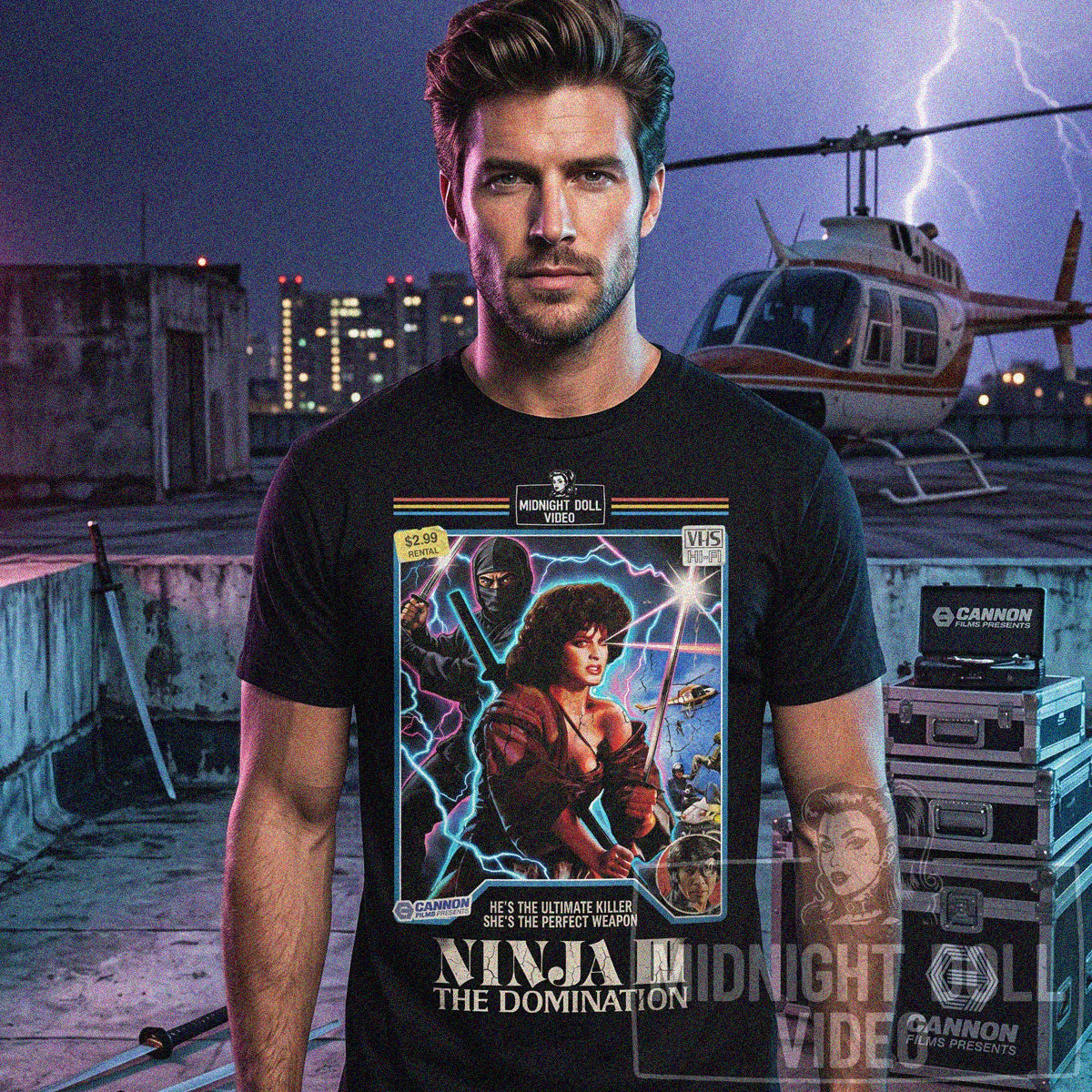 Ninja III: The Domination (1984) - "The Perfect Weapon" VHS Tribute T-Shirt