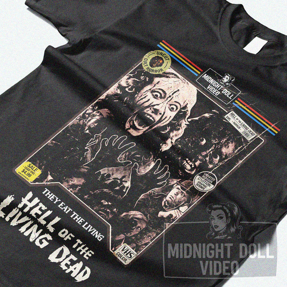 Hell of the Living Dead (1980) - "They Eat the Living" VHS Tribute T-Shirt