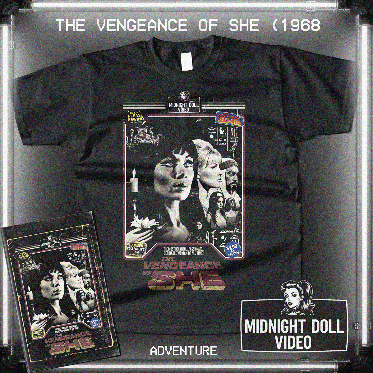 The Vengeance of She (1968) - "The Most Beautiful Woman" VHS Tribute T-Shirt
