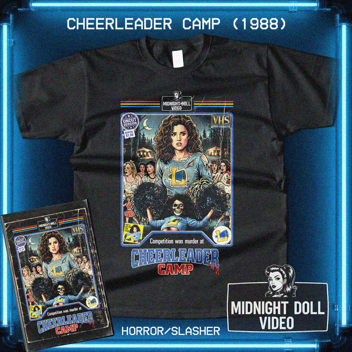 Cheerleader Camp (1988) - "Competition Was Murder" VHS Retro Tribute T-Shirt