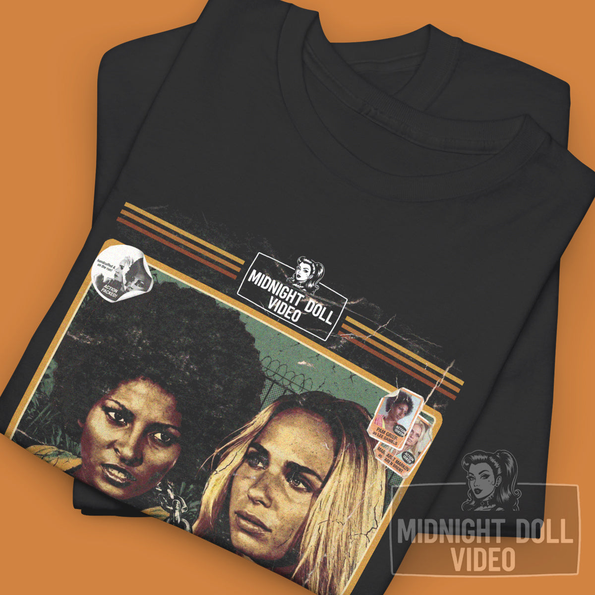 BLACK MAMA, WHITE MAMA (1973) - "CHICKS IN CHAINS" RETRO VHS TRIBUTE T-SHIRT