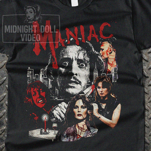 MANIAC (1980) - "I WARNED YOU NOT TO GO OUT TONIGHT" VINTAGE T-SHIRT