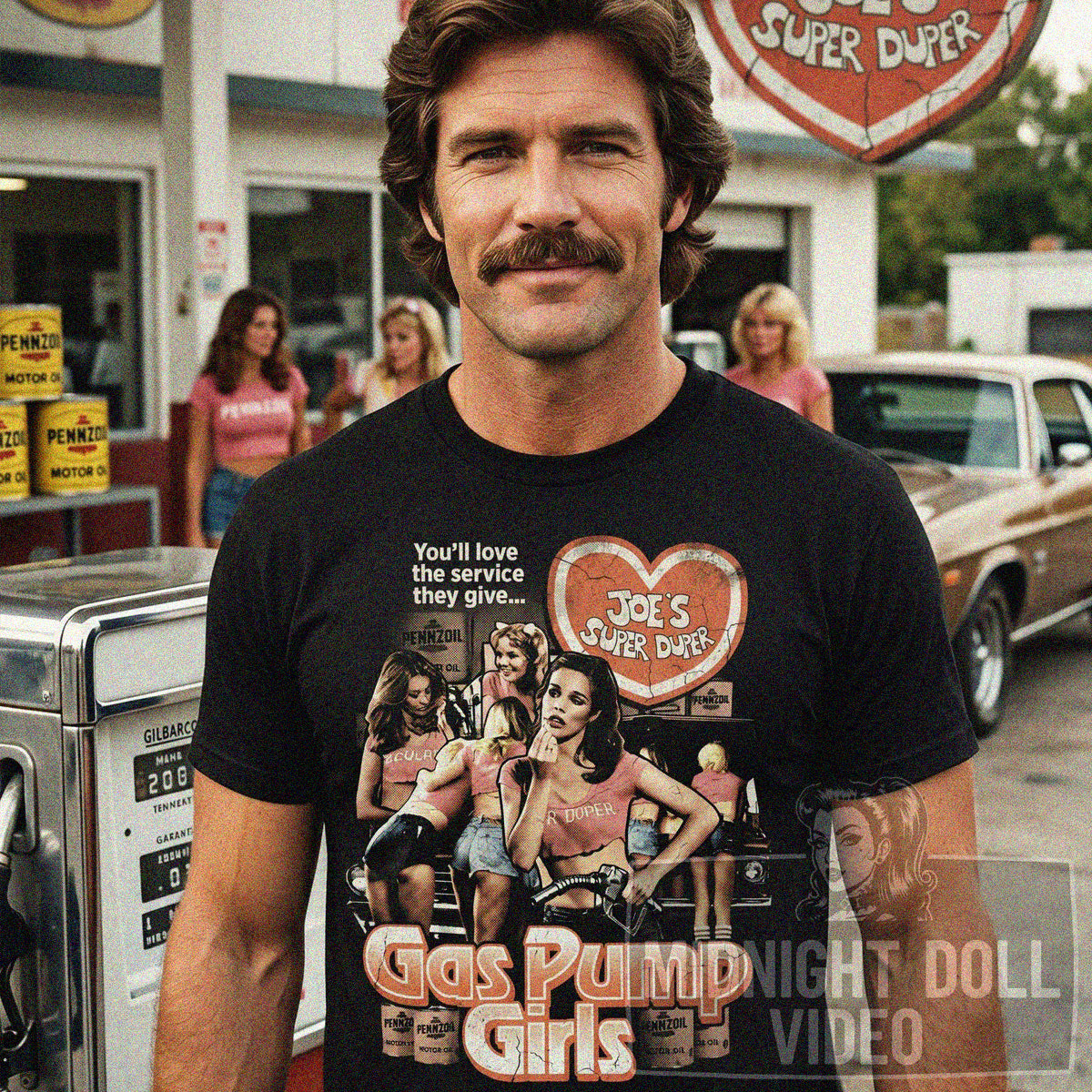 GAS PUMP GIRLS (1979) "JOE'S SUPER DUPER" VINTAGE T-SHIRT