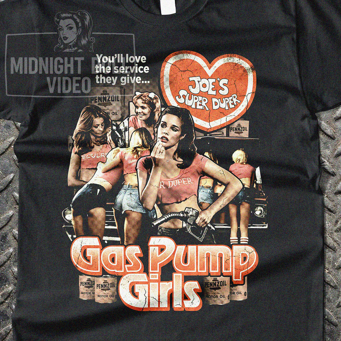 GAS PUMP GIRLS (1979) "JOE'S SUPER DUPER" VINTAGE T-SHIRT